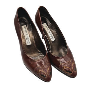 FRANCESCO Ruggeri Leather Heels with Details on Heel and Toes! Made In Italy